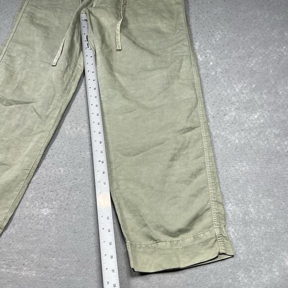 Zara Pants Womens Small Green Linen Blend Elastic Waist Drawstring Relaxed Fit - Picture 7 of 11